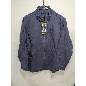 NWT Womens Gap Field Blue Full-Zip Chore Utility Drawcord Waist Twill Jacket Med